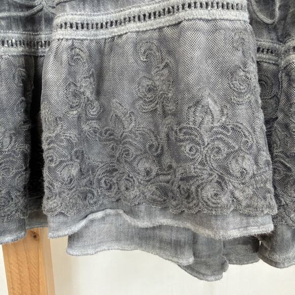Gretty Zueger Gray V Neck Lace On Cuffs Hem High Low Tunic #1364 Size 2X - Picture 7 of 12